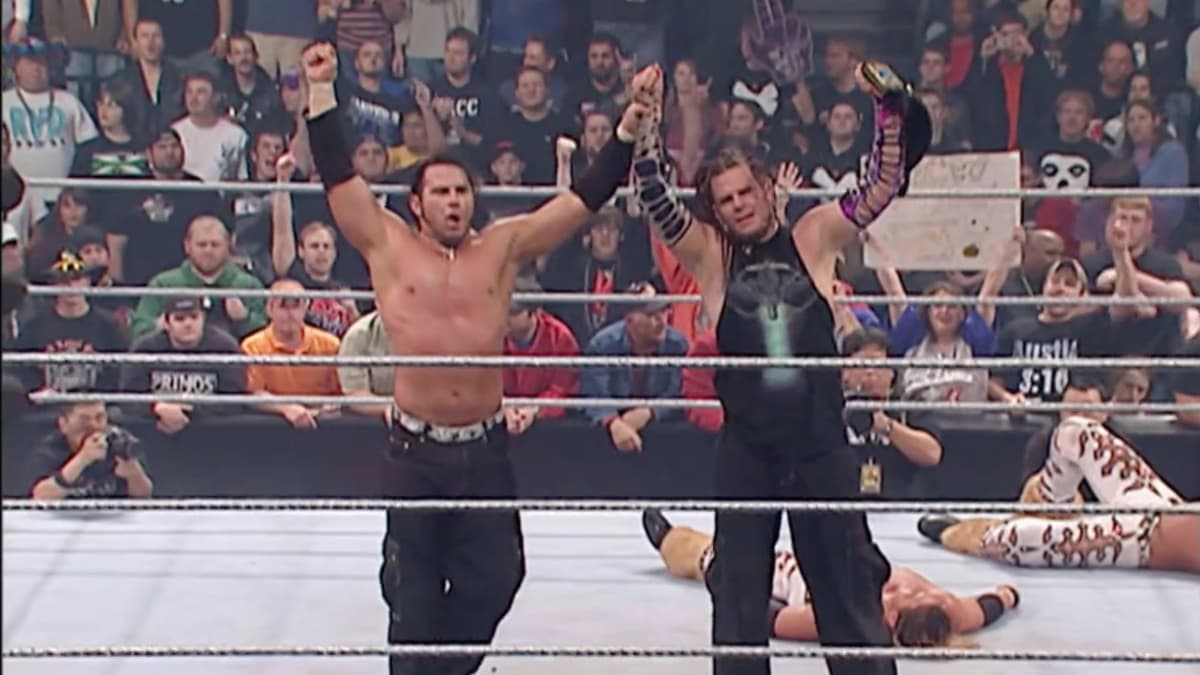 The Hardy Boyz celebrating at WWE ECW December to Dismember