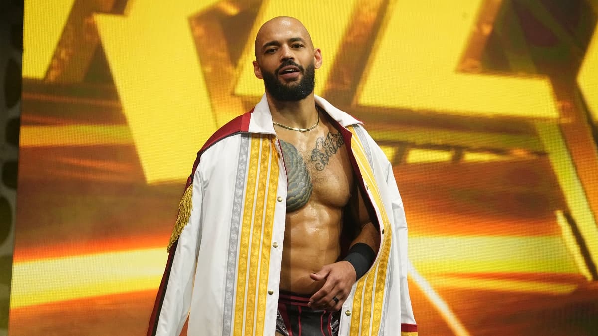 Ricochet wearing a white and red robe