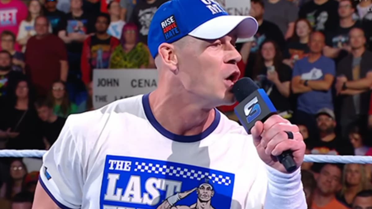John Cena cutting a promo on SmackDown