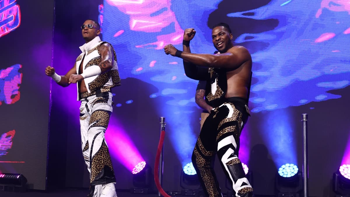 Private Party dancing on the entrance ramp on AEW Collision